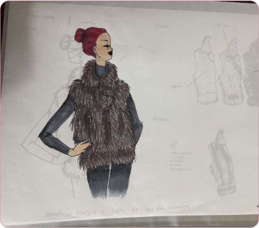 Copic marker rendering of a fur vest